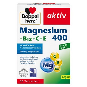 DOPPELHERZ Magnesium 400+B12+C+E Tabletten